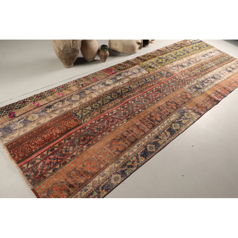 Tapis de couloir turc authentique fait à la main avec des motifs multicolores éclatants pour un décor unique de style bohémien