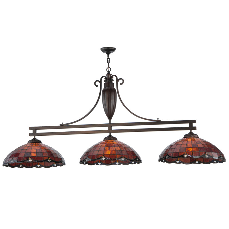 Mahogany Bronze 3-Light Stained Glass Island Pendant