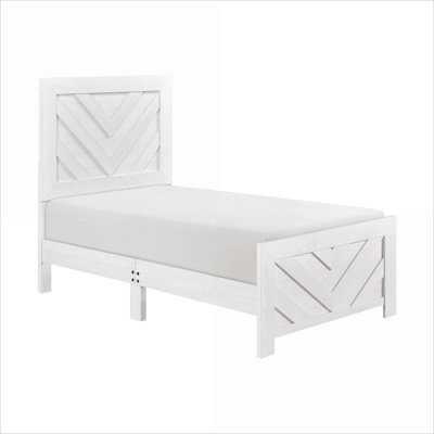 Structure de lit simple à panneau en bois, placage en similibois brun rustique pour chambre d'amis, lit dans une boîte
