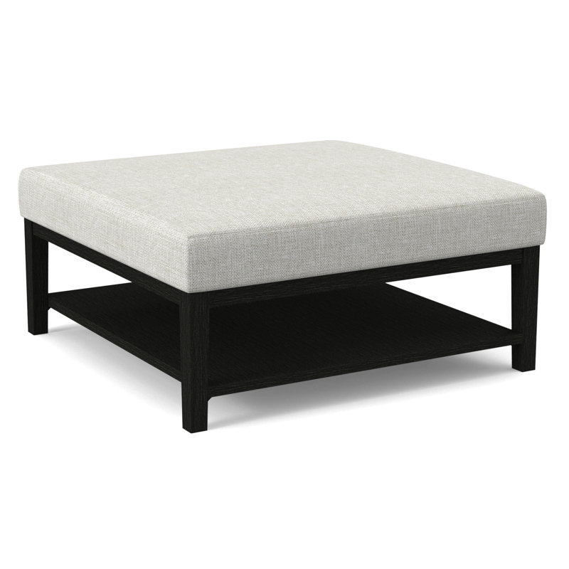 Hammond Square Ottoman, Antique Black Finish, Gray Sugar Performance; 0863-84