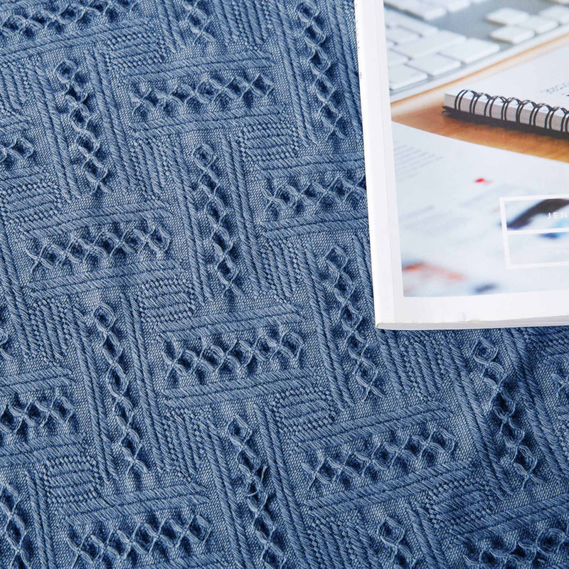 Knitted Throw Blanket, Infinity Blue
