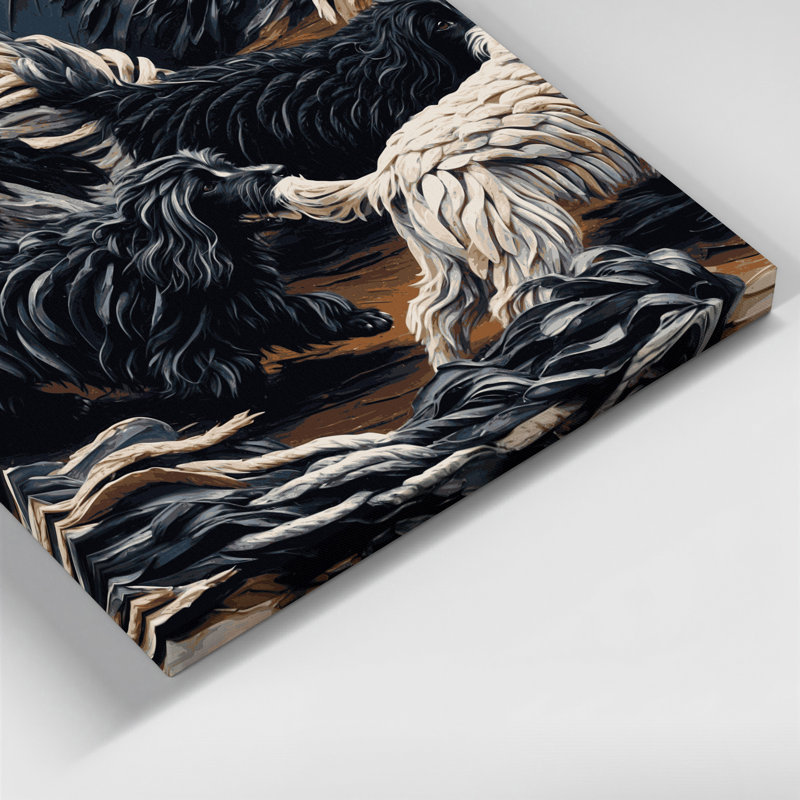 «Dogs Puli», art mural sur toile noire, H 8 po x l 10 po