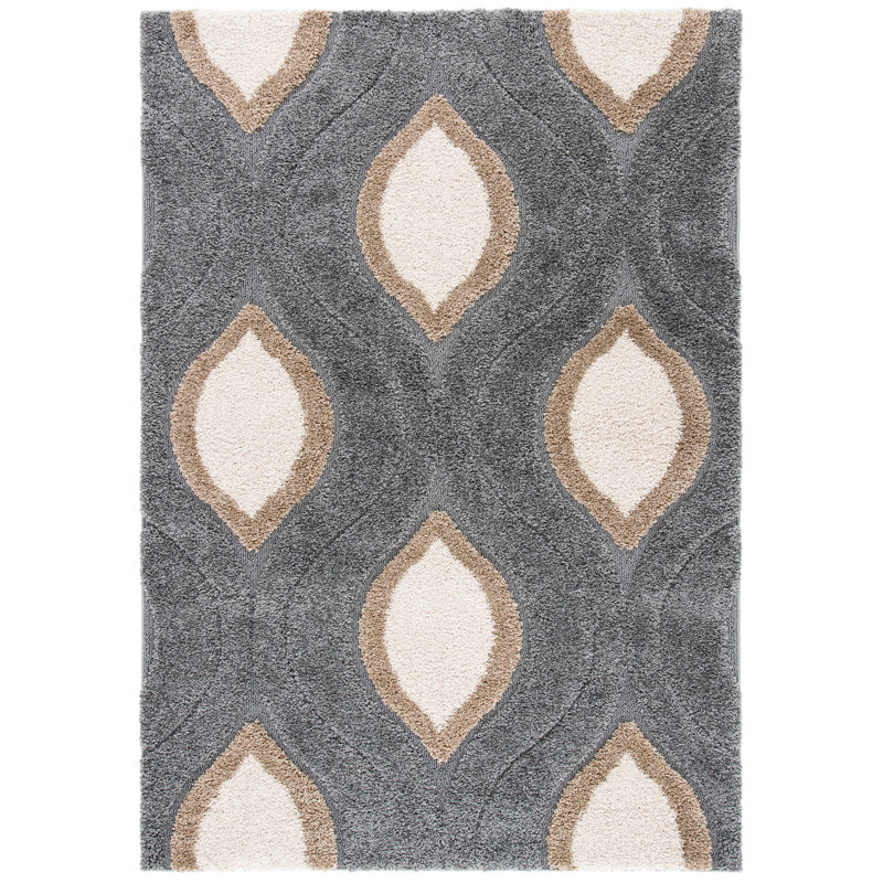 Tapis gris / ivoire à tissage mécanique Altizer, Rectangle 3 pi 3 po x 5 pi 3 po