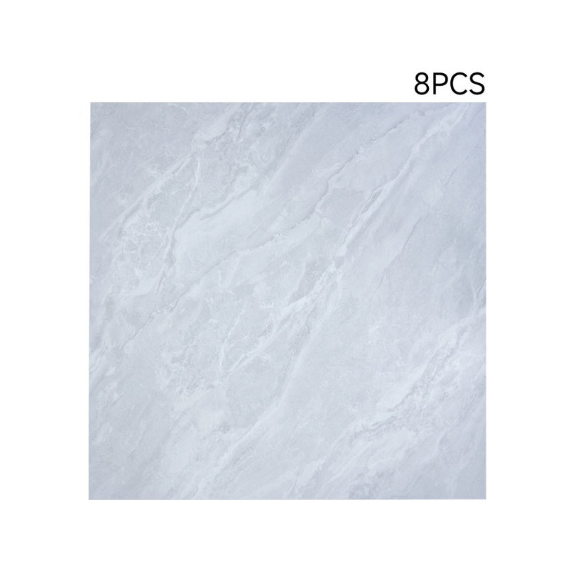 8Pcs 80x80cm Realistic Stone Texture Self Adhesive PVC Flooring, Light Grey