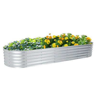 Galvanized Raised Garden Bed Silver