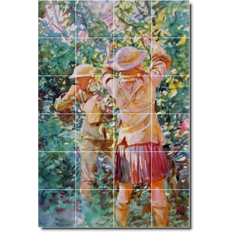 Carreau de céramique décorative 24 po x 36 po 6 po x 6 po, Peinture de jardin John Sargent W08167