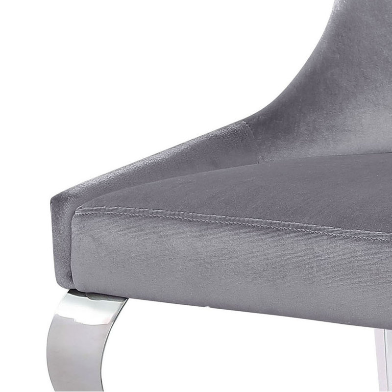 Leother 18'' H Velvet Upholstered Side Chair, Gray