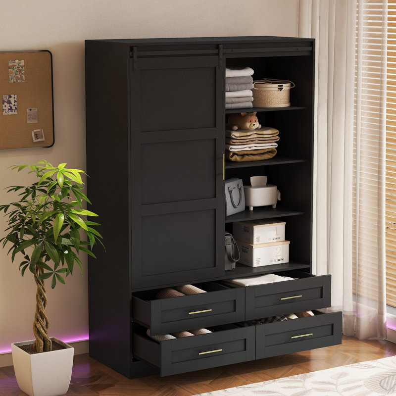 Armoire de rangement haute pour garde-robe, Noir