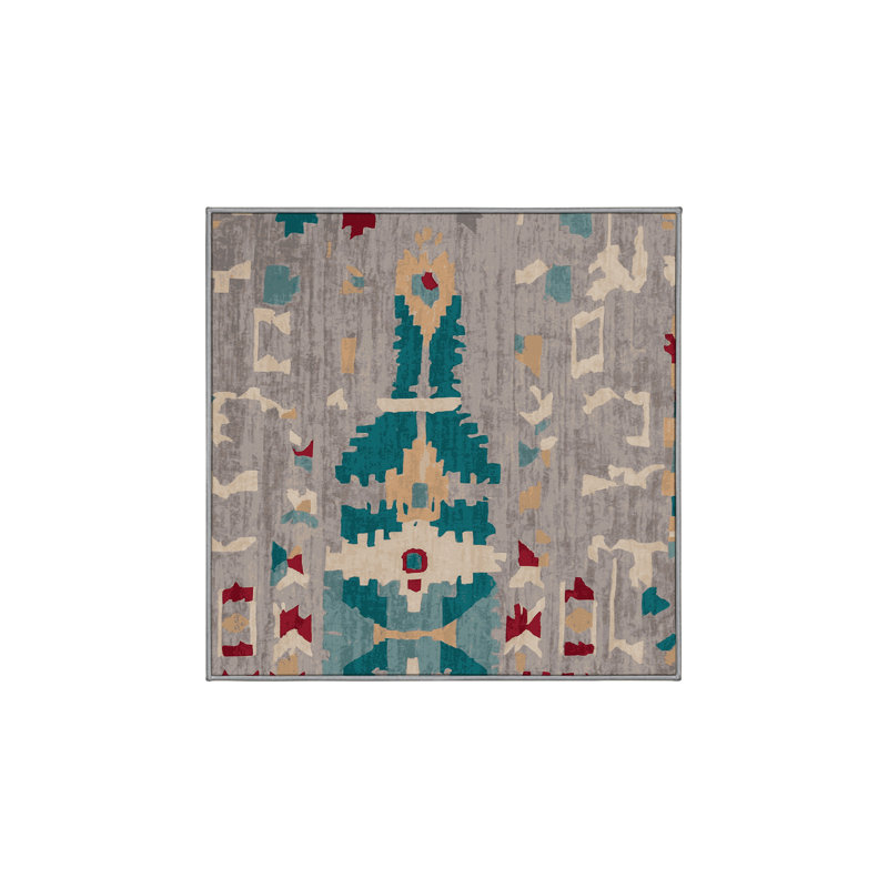 Machine Washable Gray Area Rug, Square 8'