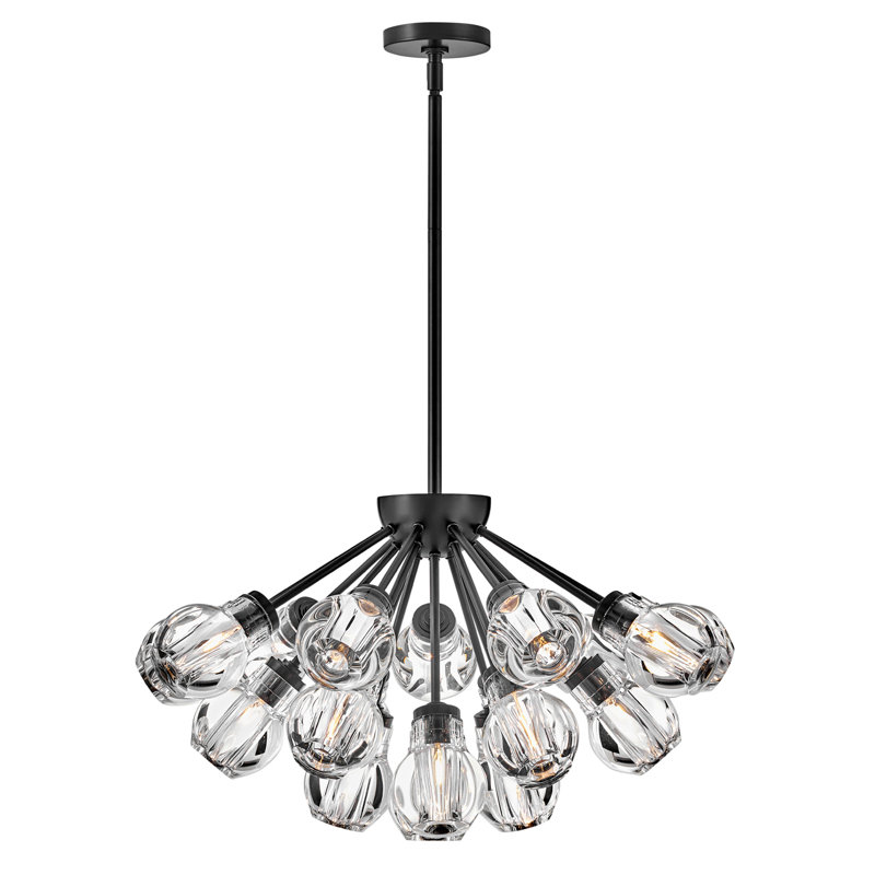 Elise Black and Crystal 19-Light Sputnik Chandelier