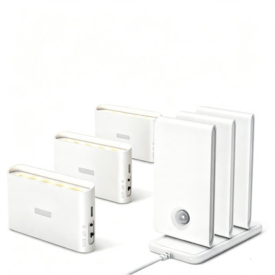 Paquet de 6 veilleuses à détecteur de mouvement avec station de charge, 1500mah rechargeable synchroniser les lumières d'escalier à DEL intérieur, magnétique et à intensité variable 3000K veilleuse portable blanc pour le couloir, les escaliers, la salle de bain, la chambre à coucher