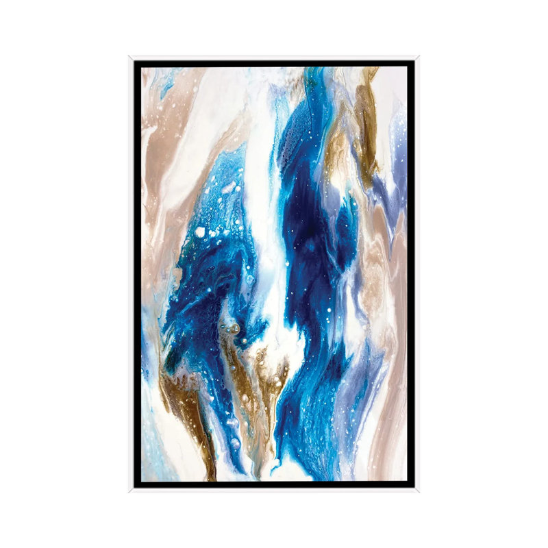 Sapphire Wave - Print on Canvas, 66.04 cm H x 45.72 cm W, White Framed
