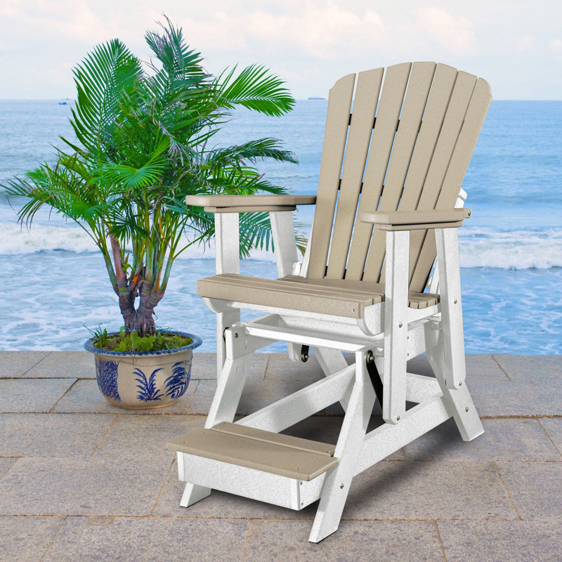 Hubert Outdoor Adirondack Chair, Light Brown/White