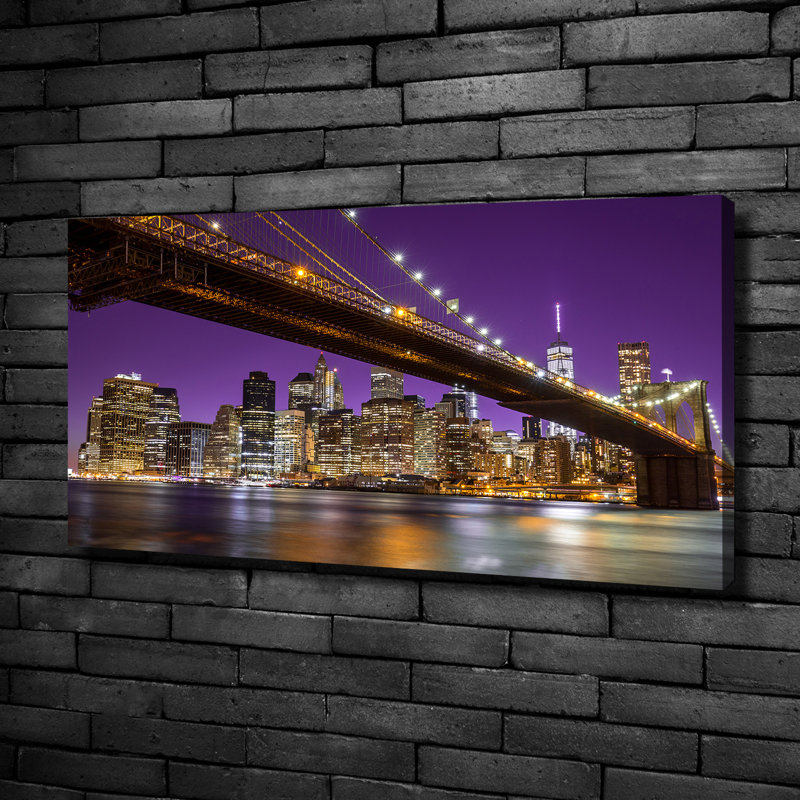 Manhattan By Night - Wrapped Canvas Print
