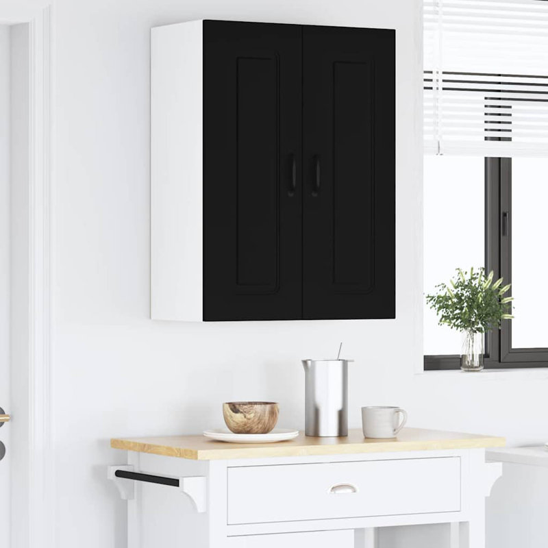 Vidaxl Kitchen Wall Cabinet With Shelf 2 Pcs Black 30 X 31 X 80 Cm, Black