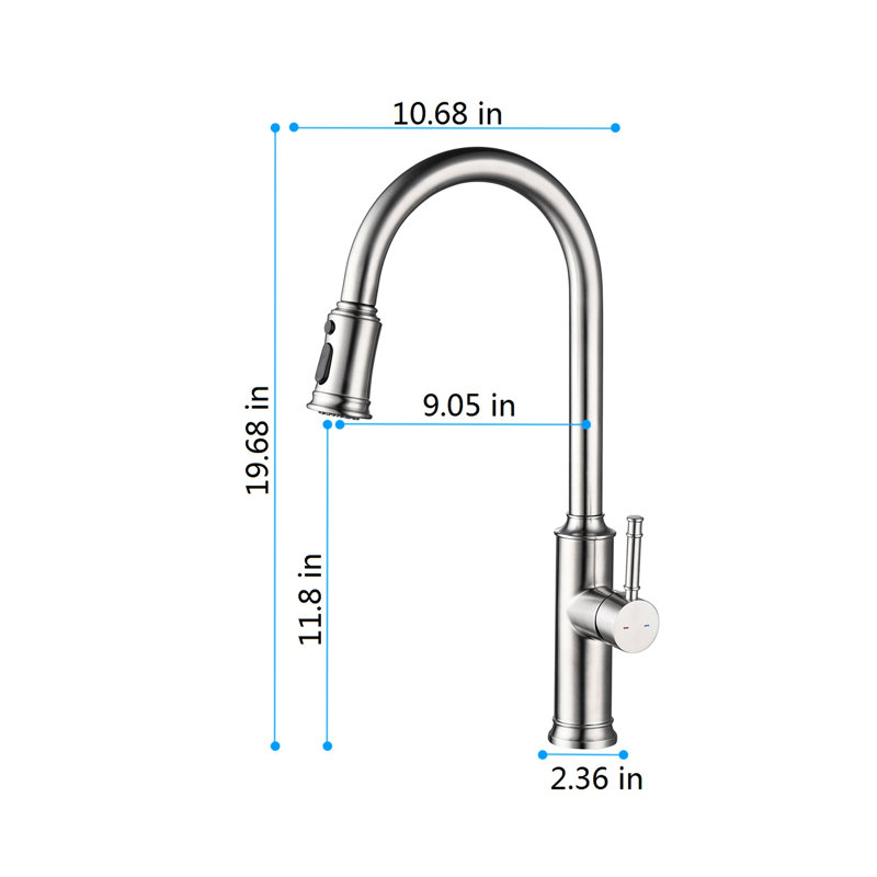 Brushed Nickel Kitchen Faucet With Pullout Spray, Stainless Steel Crafted, 360 Rotating Nozzle For User- Experience, Corrosion And Rust Coating, Single Handle Water Temperature & Flow Control Unit