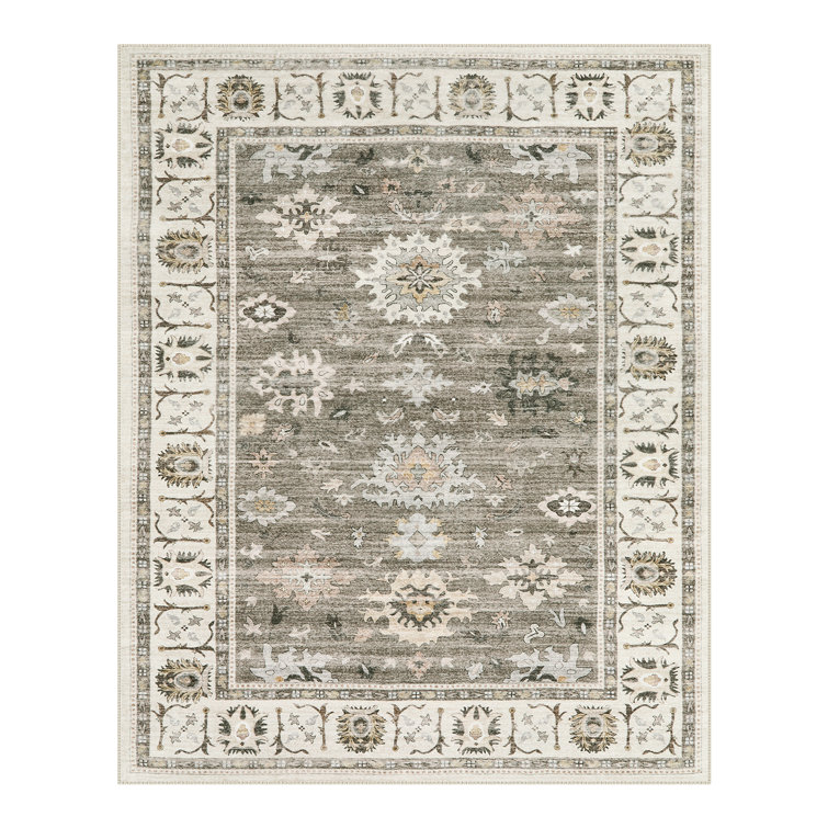 Vintage Tribal Washable Area Rug – Full Coverage Boho Carpet with Geometric Pattern – Non-Slip Soft Floor Mat