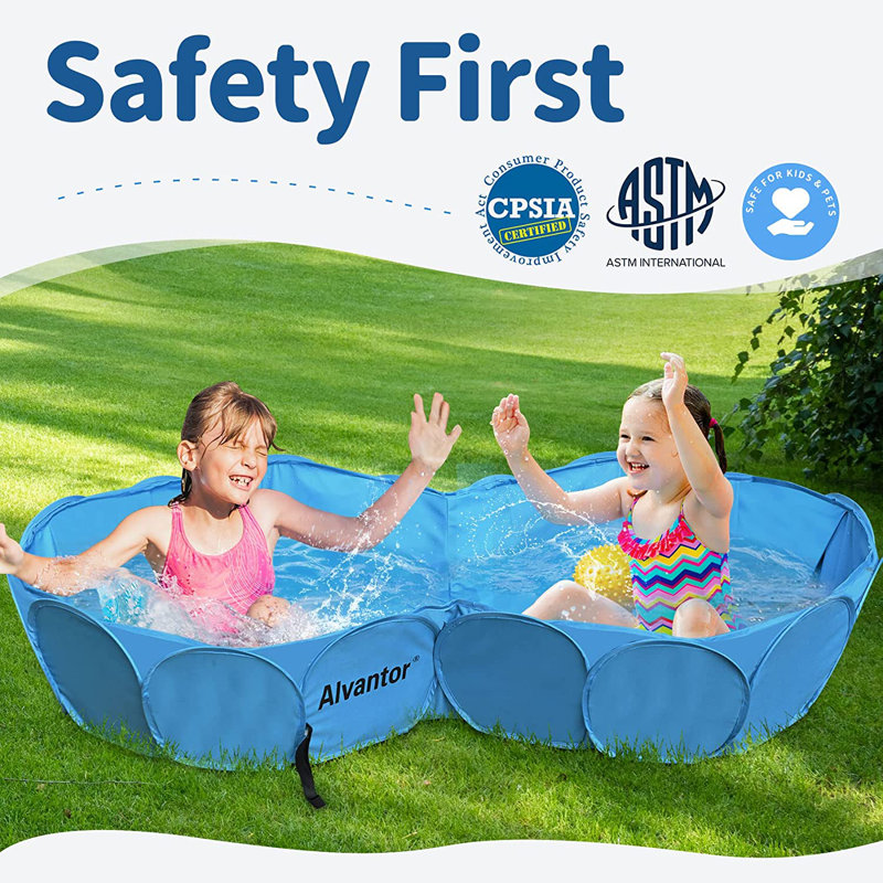 Blue Double Pet Swimming Pool with PVC Frame