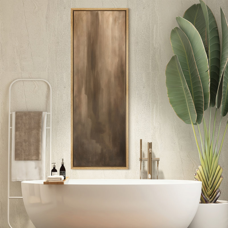 «Warm Minimalist sépia», art mural vertical sur toile encadrée, H 60 po x l 20 po, Naturel