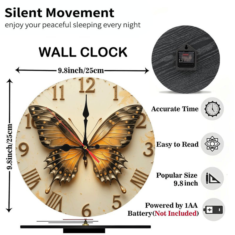 Horloge murale papillon
