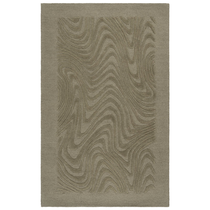 Ebony Hand Tufted Wool Solid Color Indoor Rug, Rectangle 5' x 8'