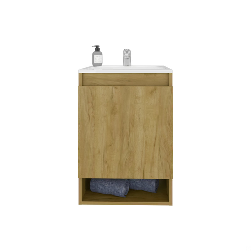 Meuble-lavabo de salle de bain H 24,8 po, 1 porte, 2 tablettes