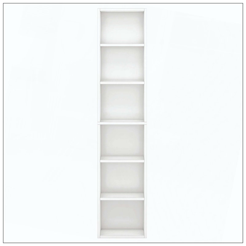 Bibliothèque à 6 niveaux de rangement étroits, Blanc
