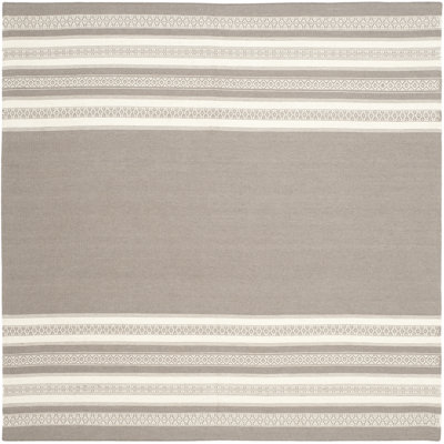Tapis rayé en laine et coton tissé à la main Rodgers