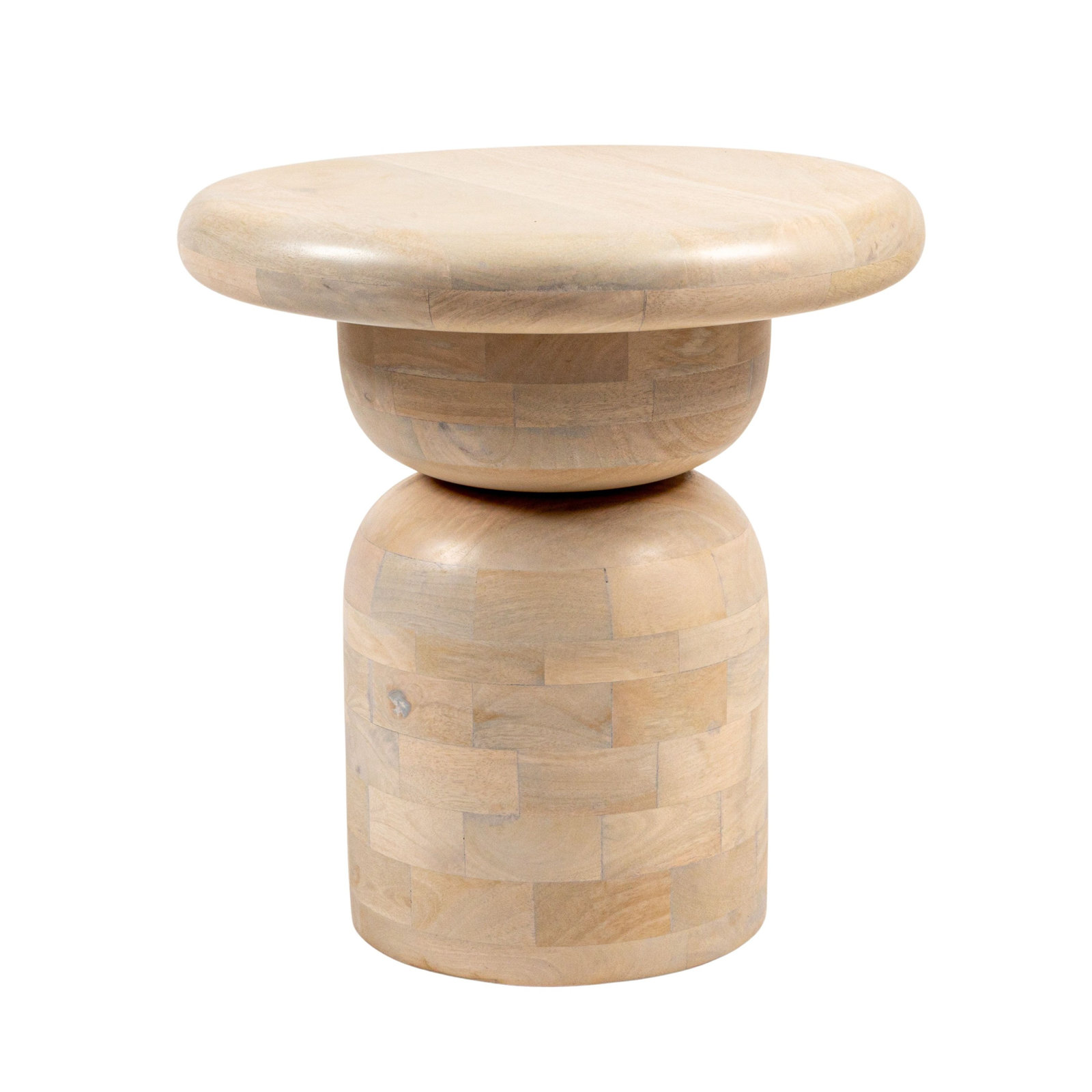 Round Mango Wood Accent Table, Whitewash