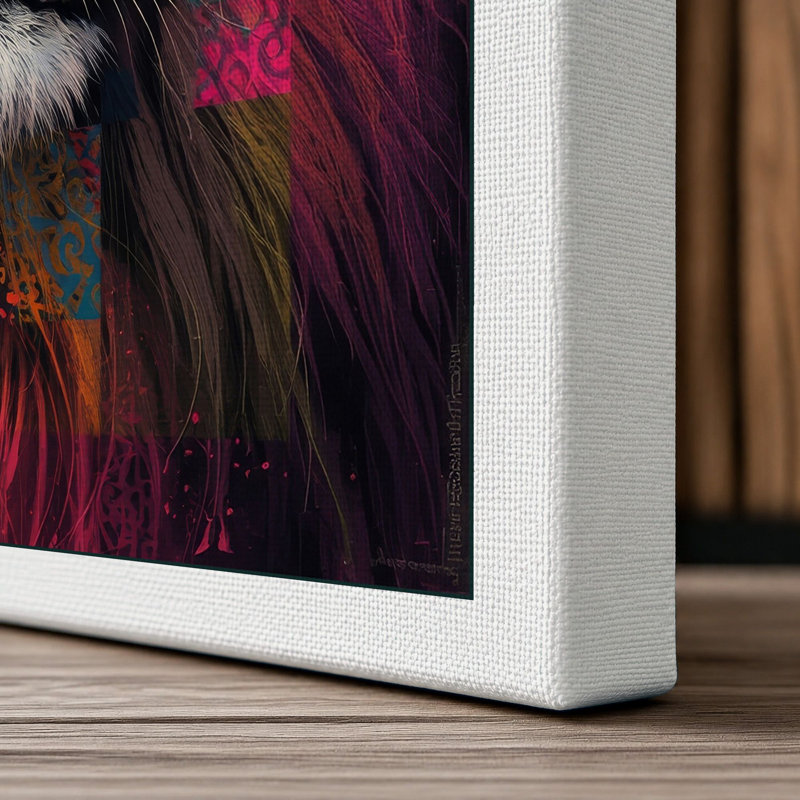 Confident Lion Modern - Wrapped Canvas, 18x12 - 45.7 x 30.5 cm, White Border