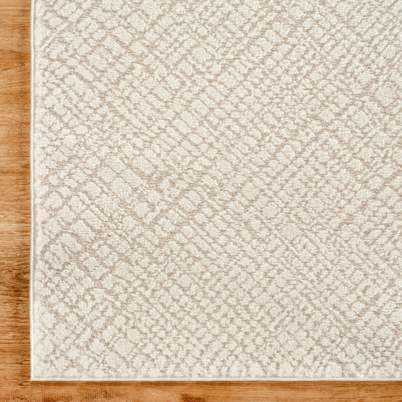 Harper Ivory & Beige Geometric High-Low Modern Rug, 10'0" x 14'0", Ivory/Beige