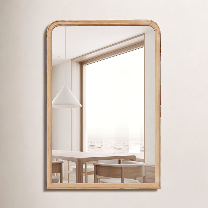 Miroir de salle de bain Ancell, 36 po x 24 po, Bois naturel