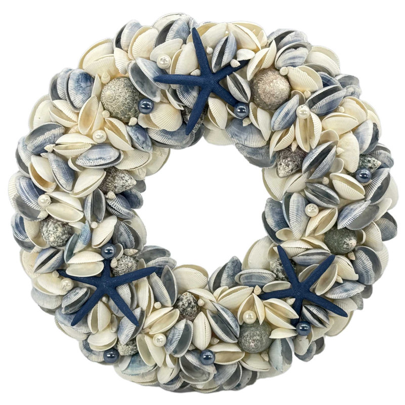 Couronne étoile de mer et coquillage 17 po, Bleu marine