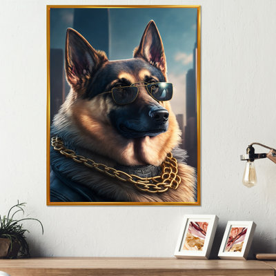 " German Shepherd Gangster in NYC I " Graphic Art Print