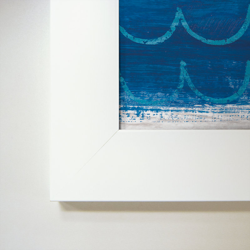 «Beachscape Collage II», art textuel sur toile, H 21,5 po x l 21,5 po x P 0,75 po, Cadre blanc