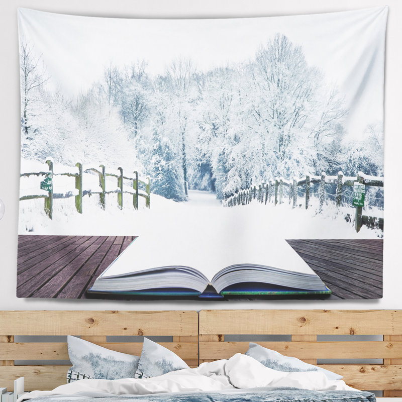 Paysage hiver pays des merveilles tapisserie, H 32 po x l 39 po