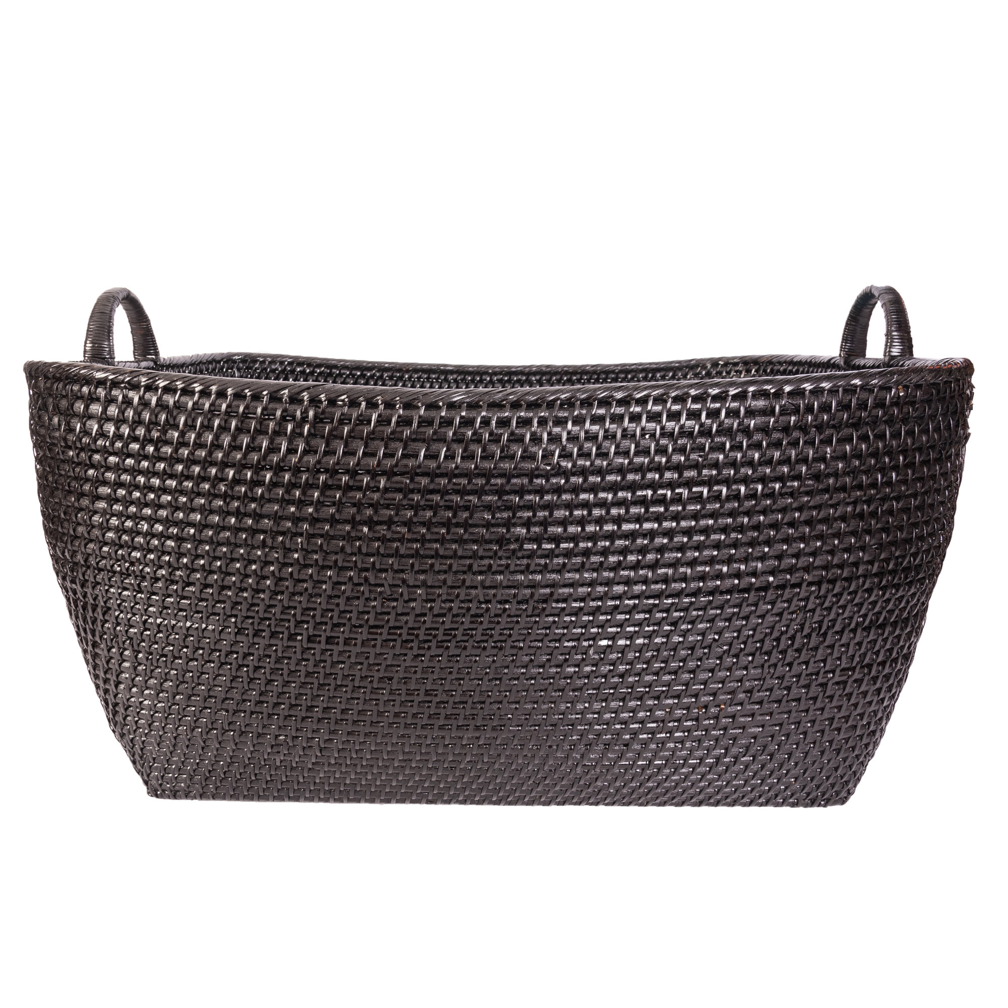 Thelma Handmade Rattan Decorative Basket 1, Tudor Black, 14" H x 25" W x 22" D