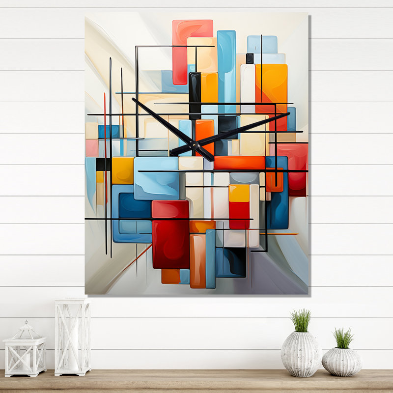 Geometric Abstraction Composition III - Abstract Spirals Wall Clock, Extra Large