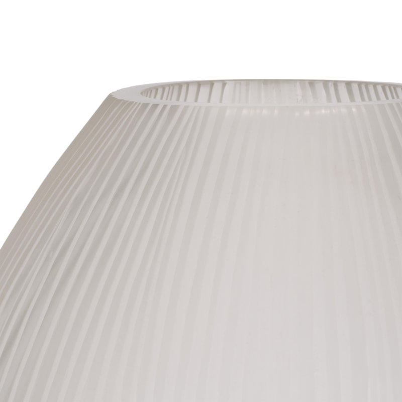 Grand vase décoratif décoratif en verre nervuré pour table Home Decor - Vase minimaliste moderne pour table, tablette ou présentoir - 18 po, blanc