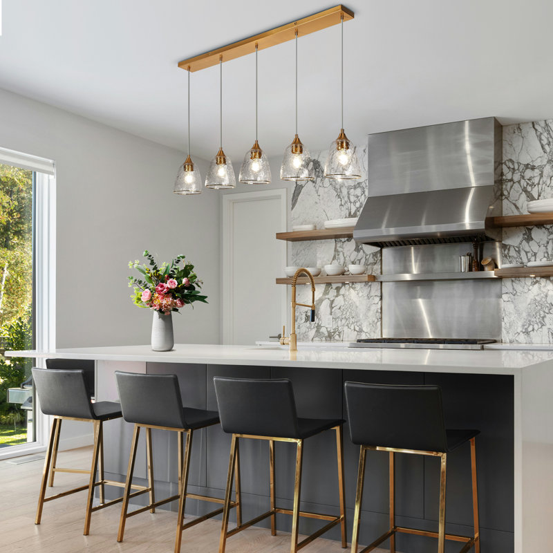  Amedeo 5 - Light 45.2 '' W Cluster Cone Textured Glass Kitchen Island Pendant ETL Certified