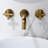 Wall Mounted Bathroom Sink Tap - Two Cross Handles, Splash, Pop-Up Drain, Bronze Finish Faucet Handle Control, Splash Aerator,