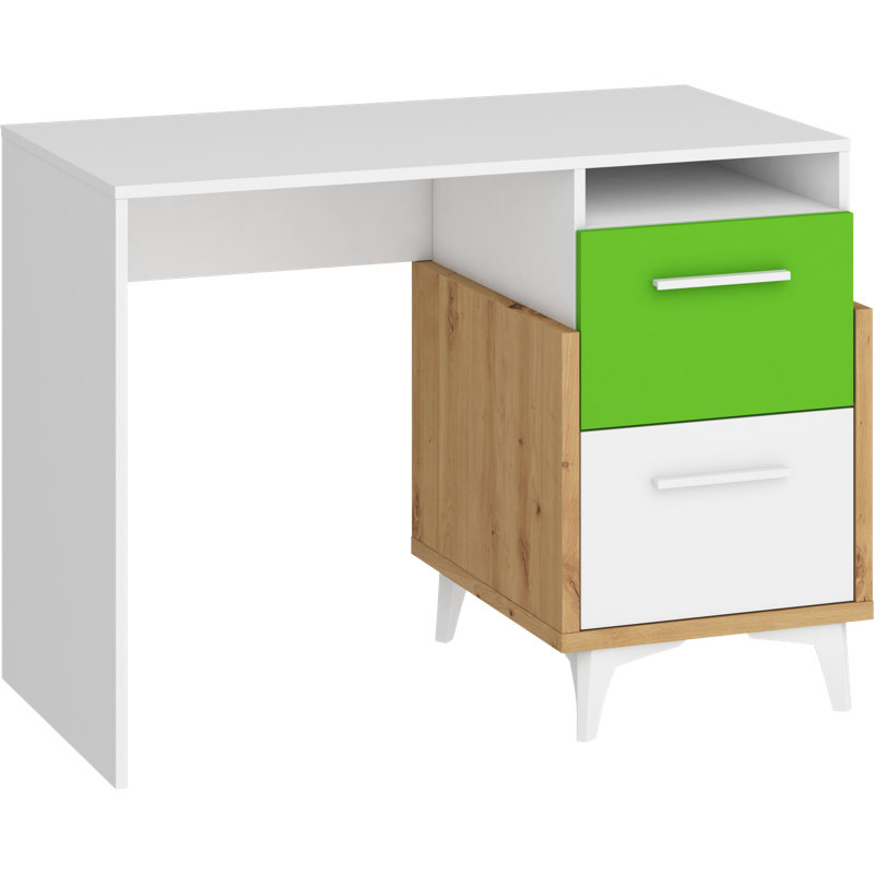 Mazzeo Writing Desk, 76cm H x 105cm W x 57cm D, Green, Right