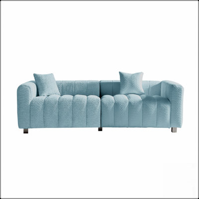 Premium Velvet 3-Seater Loveseat, Modern Bubble Upholstered Couch With Metal Legs And Pillows For Living Room, Bedroom.