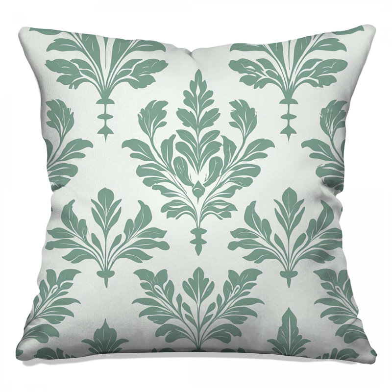 Green Leafy Damask Double Sided Throw Pillows, 16 x 16 inches