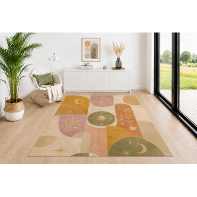 Tapis contemporain ultra léger de 5 pi x 7 pi à motif de feuilles de palmier vert sauge moutarde, terre cuite, beige, tapis neutre pour salon, chambre à coucher, bureau