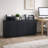 62.8" Office Storage Cabinet with 4 Fluted Doors Sideboard Credenza for Home Office, Contemporary Black-1447556552