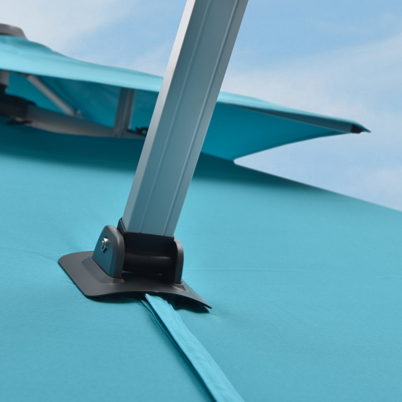 Seroka 12' x 9' Rectangular Umbrella with with Base in Ground, Turquoise