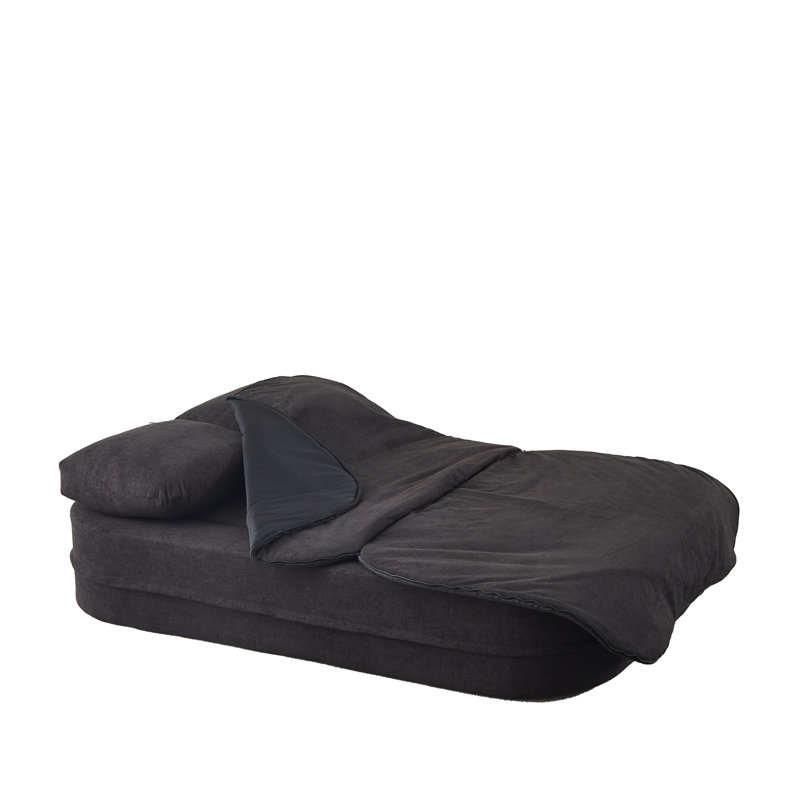 Canapé-lit pliable en chenille 75 po 2-en-1, canapé-lit convertible en mousse avec couverture multifonctionnelle