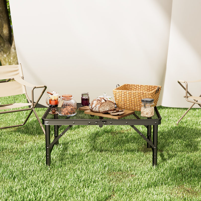 Table de camping pliante à hauteur réglable pour barbecue, pique-nique et camping