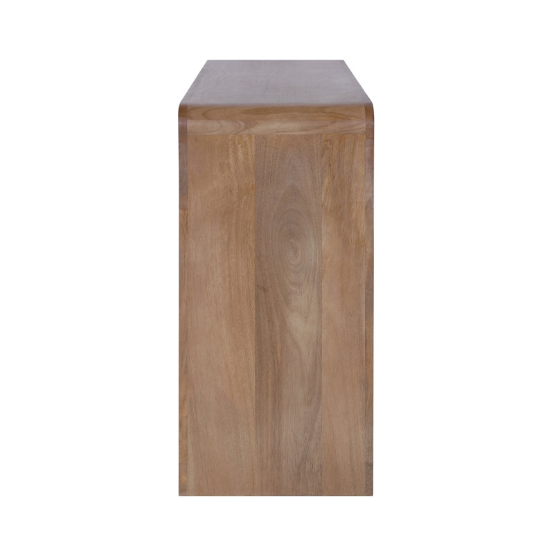 Console arquée en bois de manguier avec rangement pour hall d'entrée et couloir - Table d'appoint étroite et élégante pour salon ou entrée - 117 cm, beige et brun